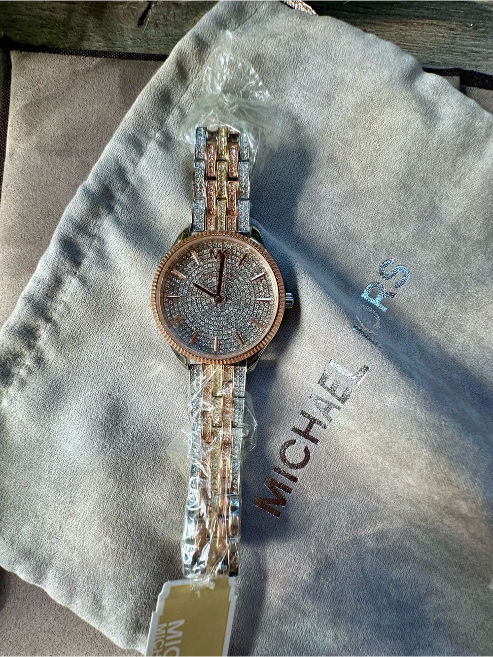 Michael Kors Rose Gold and Silver Crystal Pavé Bracelet Watch
